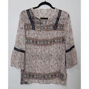 Style & Co Women's Multicolor 3/4 Sleeve Boho Blouse S NWT
